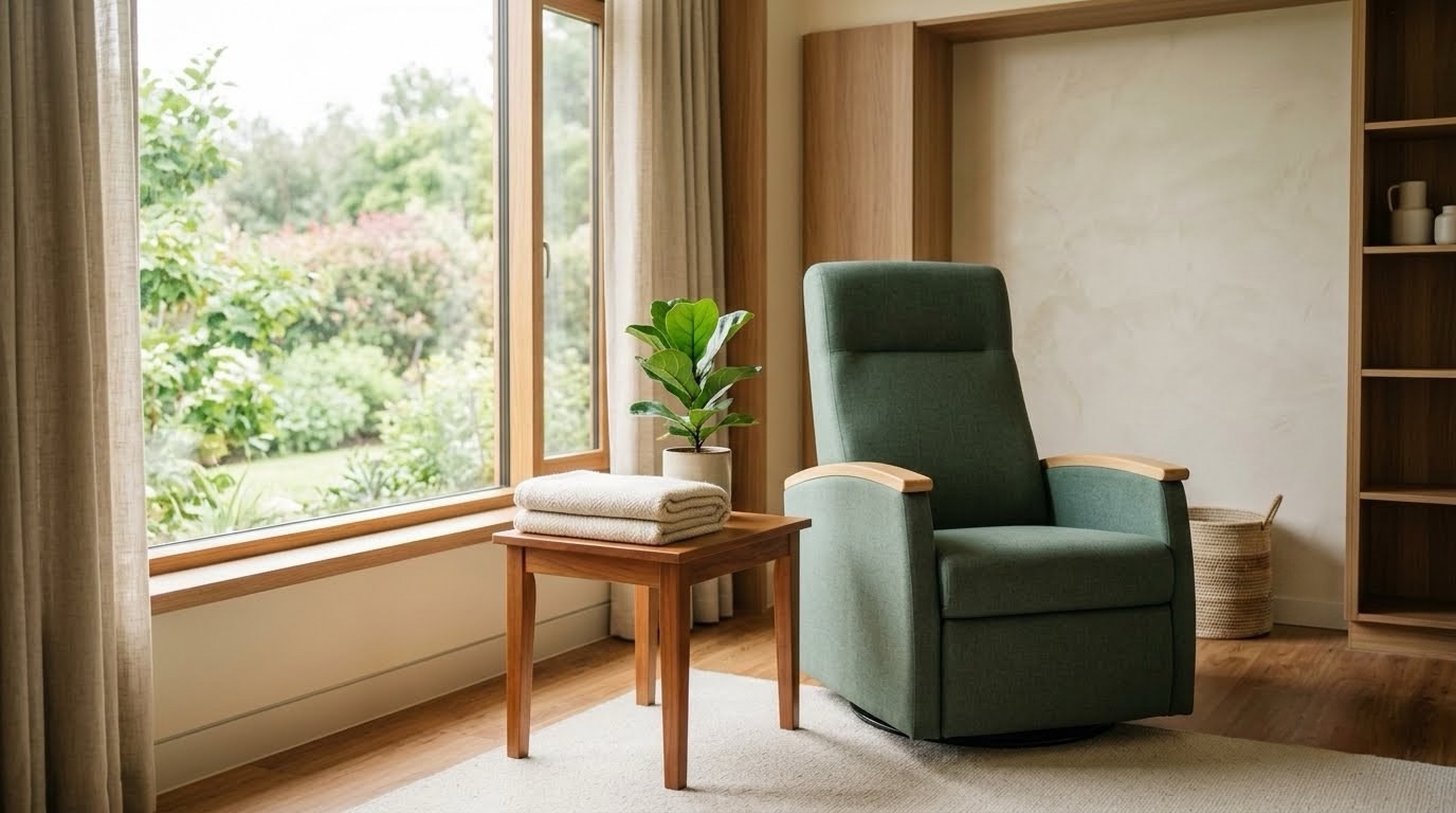 Calm hospital integrative care room with a reclining chair and natural light, representing evidence-based supportive cancer care